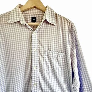 Men's Gap Lavender Easter White Gingham Casual Button Down Shirt